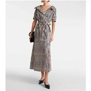 ALTUZARRA Lydia off-shoulder cotton-blend midi dress Sparrow Size 44 US 12